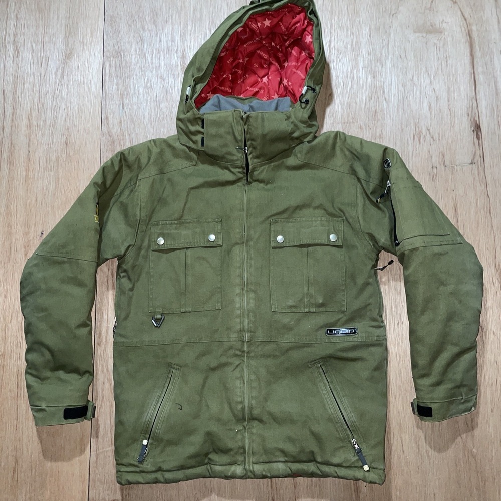 Liquid Boardwear Heavy Duty Womens Hooded Canvas Ski‎ Jacket Zipper Pockets XL